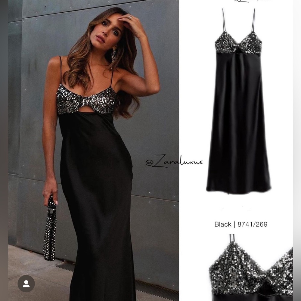 CONTRASTING SEQUIN SLIP DRESS SIZE S
